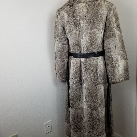 Vintage Safuron Rabbit Fur Jacket Trench Coat - Picture 5 of 10